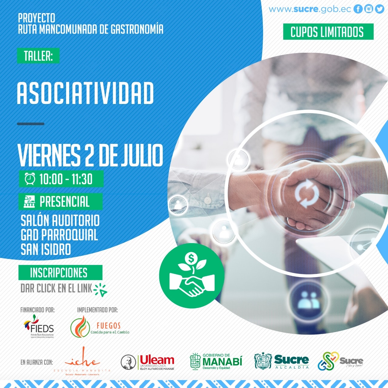 Este viernes 2 de julio en San Isidro, taller presencial sobre Asociatividad.